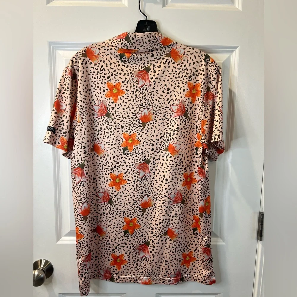 Bad Birdie Men's Casual Shirt - Pink and Orange Floral - Picture 2 of 3